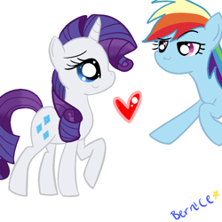 Size: 1000x1000 | Tagged: safe, artist:mayleebell24, rainbow dash, rarity, pegasus, pony, unicorn, female, lesbian, raridash, shipping