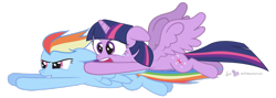 Size: 1280x458 | Tagged: safe, artist:dm29, rainbow dash, twilight sparkle, twilight sparkle (alicorn), alicorn, pegasus, pony, duo, female, mare, simple background, transparent background