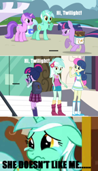 Size: 674x1173 | Tagged: safe, derpibooru import, edit, edited screencap, screencap, amethyst star, bon bon, lyra heartstrings, sci-twi, sparkler, sweetie drops, twilight sparkle, unicorn twilight, pony, unicorn, equestria girls, friendship games, friendship is magic, clothes, crying, crystal prep academy uniform, female, mare, sad, school uniform