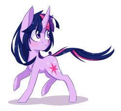 Size: 2300x2100 | Tagged: safe, artist:silbersternenlicht, derpibooru import, twilight sparkle, raised hoof, signature, simple background, solo, white background