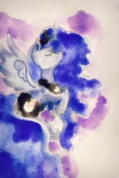 Size: 897x1343 | Tagged: safe, artist:chiuuchiuu, princess luna, tantabus, alicorn, pony, do princesses dream of magic sheep, traditional art, watercolor painting