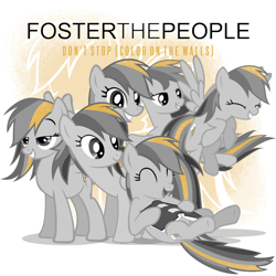 Size: 800x800 | Tagged: safe, artist:adrianimpalamata, rainbow dash, pegasus, pony, album cover, book, foster the people, music