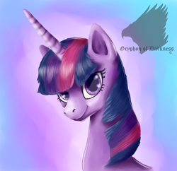 Size: 1600x1547 | Tagged: safe, artist:gryphonofdarkness, derpibooru import, twilight sparkle, twilight sparkle (alicorn), alicorn, pony, bust, portrait, solo