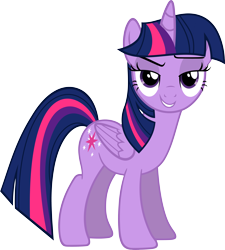 Size: 5389x6000 | Tagged: safe, artist:slb94, derpibooru import, twilight sparkle, twilight sparkle (alicorn), alicorn, pony, absurd resolution, female, grin, mare, simple background, smirk, solo, transparent background, twilight smirkle, vector