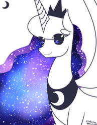 Size: 900x1165 | Tagged: safe, artist:glitterclamopera, princess luna, alicorn, pony, female, horn, mare, simple background, solo, white background