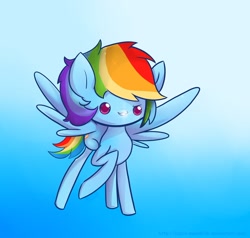 Size: 900x855 | Tagged: safe, artist:blacky-moon, rainbow dash, pegasus, pony, blue coat, chibi, female, mare, multicolored mane, solo