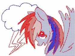 Size: 511x382 | Tagged: safe, artist:mysticwolf66, rainbow dash, pegasus, pony, blue coat, cutie mark, female, flipnote studio, mare, multicolored mane, solo