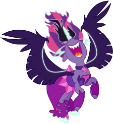 Size: 6100x6700 | Tagged: safe, artist:caliazian, derpibooru import, midnight sparkle, sci-twi, twilight sparkle, pony, equestria girls, friendship games, absurd resolution, adobe illustrator, clothes, equestria girls ponified, evil laugh, horn, necklace, nose in the air, open mouth, pendant, ponified, sharp teeth, simple background, solo, transparent background, vector, wings