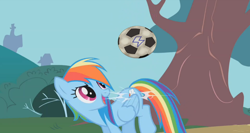 Size: 1366x729 | Tagged: safe, artist:fey-rune, rainbow dash, pegasus, pony, ball, crossover, football, inazuma eleven, inazuma eleven go