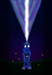 Size: 900x1304 | Tagged: safe, artist:fogdragon23, princess luna, alicorn, pony, blast, glowing eyes, magic, magic beam, magic blast, solo