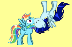 Size: 816x530 | Tagged: safe, artist:465lps, rainbow dash, soarin', pegasus, pony, pony creator, kissing, shipping, soarindash