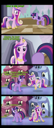 Size: 1288x3000 | Tagged: safe, artist:sasha-flyer, screencap, princess cadance, queen chrysalis, twilight sparkle, twilight sparkle (alicorn), alicorn, changeling, changeling queen, pony, a canterlot wedding, the times they are a changeling, comic, screencap comic, theory