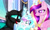 Size: 2000x1200 | Tagged: safe, artist:coolmoonxx, princess cadance, princess flurry heart, thorax, alicorn, changeling, pony, the times they are a changeling, magic, scene interpretation, telekinesis