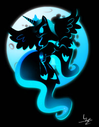 Size: 800x1024 | Tagged: safe, artist:ii-art, princess luna, alicorn, pony, flying, moon, solo