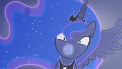 Size: 1600x900 | Tagged: safe, artist:dashiesparkle, artist:sailortrekkie92, princess luna, alicorn, pony, against glass, boop, c:, glass, looking at you, smiling, solo, spread wings, wallpaper, wide eyes