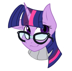 Size: 502x498 | Tagged: safe, artist:lil miss jay, artist:skullman777, derpibooru import, edit, twilight sparkle, clothes, color, glasses, looking at you, solo, sweater