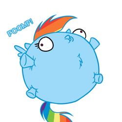 Size: 600x600 | Tagged: safe, artist:scherzo, rainbow dash, balloonie pony, original species, pegasus, pony, chest fluff, rainbowfreakindash, solo