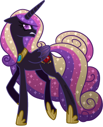 Size: 788x970 | Tagged: safe, artist:sockl, princess cadance, alicorn, pony, corrupted, ethereal mane, nightmare, nightmare cadance, nightmarified, simple background, solo, transparent background