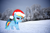 Size: 1024x680 | Tagged: safe, artist:obi-wan-kepony, rainbow dash, pegasus, pony, filly, hat, ponies in real life, snow, tree, vector