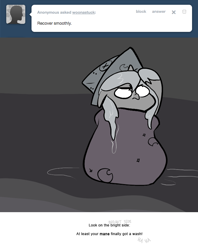 Size: 666x839 | Tagged: safe, artist:egophiliac, princess luna, alicorn, pony, ask, baby blanket, cartographer's cap, filly, grayscale, hat, monochrome, moonstuck, solo, tumblr, wet, wet mane, woona, woonoggles, younger