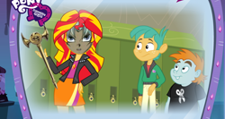 Size: 744x397 | Tagged: safe, snails, snips, sunset shimmer, equestria girls, become an equestria girl, marik ishtar, parody, pepe, steve, yugioh abridged