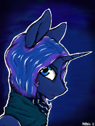 Size: 480x640 | Tagged: safe, artist:darkaudacity, princess luna, alicorn, pony, clothes, scarf, solo