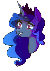 Size: 665x945 | Tagged: safe, artist:catzino, princess luna, alicorn, pony, blushing, grin, smiling, solo