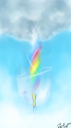 Size: 600x1080 | Tagged: safe, artist:datponypl, rainbow dash, pegasus, pony, cloud, cloudy, falling, flying, solo, sonic rainboom