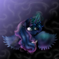 Size: 1024x1024 | Tagged: safe, artist:neonspirit17, princess luna, alicorn, pony, bust, portrait, solo, spread wings