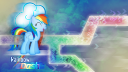 Size: 1920x1080 | Tagged: safe, artist:kibbiethegreat, rainbow dash, pegasus, pony, blue coat, cutie mark, female, mare, multicolored mane, solo, wallpaper