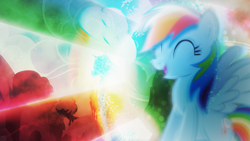 Size: 1920x1080 | Tagged: safe, artist:kibbiethegreat, rainbow dash, pegasus, pony, blue coat, female, mare, multicolored mane, wallpaper