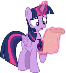 Size: 5000x5471 | Tagged: safe, artist:missgoldendragon, artist:yanoda, derpibooru import, twilight sparkle, twilight sparkle (alicorn), alicorn, pony, equestria girls, friendship games, .svg available, absurd resolution, commission, device, female, levitation, magic, magic capture device, mare, open mouth, paper, ponyscape, raised hoof, reading, role reversal, scroll, simple background, solo, telekinesis, transparent background, vector