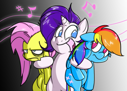 Size: 1104x796 | Tagged: artist needed, safe, fluttershy, rainbow dash, rarity, pegasus, pony, unicorn, pinkity