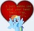 Size: 600x557 | Tagged: safe, rainbow dash, pegasus, pony, blue coat, female, lasty's hearts, mare, multicolored mane, simple, solo, valentine