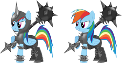 Size: 1034x539 | Tagged: safe, artist:faultekaiser, rainbow dash, pegasus, pony, armor, crossover, league of legends, mace, mordekaiser, simple background, transparent background, warrior