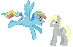 Size: 1109x720 | Tagged: safe, artist:icedroplet, derpy hooves, dopey hooves, rainbow blitz, rainbow dash, pegasus, pony, the last roundup, duo, male, rule 63, scene interpretation, simple background, stallion, transparent background