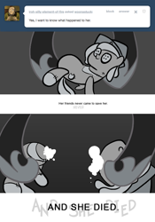 Size: 666x950 | Tagged: safe, artist:egophiliac, nightmare moon, princess luna, alicorn, pony, ask, cartographer's cap, dark woona, doll, filly, grayscale, hat, monochrome, moonstuck, nightmare woon, plushie, toy, tumblr, woona, younger