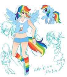 Size: 700x800 | Tagged: safe, artist:y.i, rainbow dash, humanized, pixiv, solo, tailed humanization, winged humanization