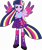 Size: 6780x8096 | Tagged: safe, artist:illumnious, derpibooru import, twilight sparkle, twilight sparkle (alicorn), alicorn, equestria girls, absurd resolution, boots, clothes, colored wings, high heel boots, leg warmers, looking at you, multicolored wings, ponied up, ponyscape, ponytail, rainbow hair, rainbow power, rainbow power-ified, rainbow tail, rainbow wings, simple background, skirt, solo, transparent background, vector, wings