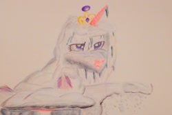 Size: 1280x855 | Tagged: safe, artist:photon-graher, princess cadance, alicorn, pony, newbie artist training grounds, snow, solo, traditional art