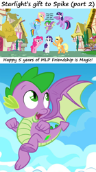 Size: 1500x2679 | Tagged: safe, artist:atomiclance, artist:cloudyglow, artist:missbeigepony, artist:powerpuncher, artist:quanno3, artist:skyheartpegasister, artist:zacatron94, derpibooru import, applejack, fluttershy, pinkie pie, rainbow dash, rarity, spike, starlight glimmer, twilight sparkle, twilight sparkle (alicorn), alicorn, dragon, earth pony, pegasus, pony, unicorn, badass, comic, cutie mark, female, flying, hilarious in hindsight, mane six, mare, ponyville, screencap comic, vector edit, winged spike, wings