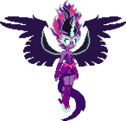 Size: 292x280 | Tagged: safe, artist:botchan-mlp, derpibooru import, midnight sparkle, sci-twi, twilight sparkle, equestria girls, friendship games, cute, desktop ponies, midnightabetes, pixel art, simple background, solo, sprite, transparent background, twiabetes