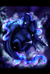 Size: 1024x1506 | Tagged: safe, artist:gloriajoy, princess luna, alicorn, pony, smiling, solo, space