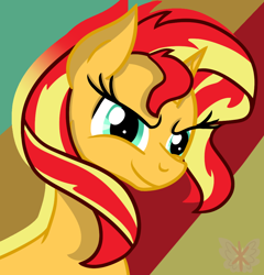 Size: 1012x1054 | Tagged: safe, artist:haley, sunset shimmer, pony, unicorn, bust, dreamworks face, solo