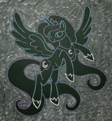 Size: 1649x1781 | Tagged: safe, artist:azdaracylius, ponerpics import, princess luna, alicorn, pony, chalk drawing, solo, traditional art