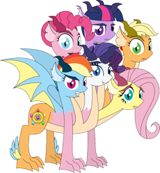 Size: 500x543 | Tagged: safe, derpibooru import, applejack, fluttershy, pinkie pie, rainbow dash, rarity, twilight sparkle, earth pony, pegasus, pony, unicorn, ask hydra mane 6, mane six, mane six hydra, tumblr