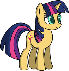 Size: 411x421 | Tagged: safe, artist:faeizumine, sunset shimmer, twilight sparkle, pony, unicorn, cutie mark, mane swap, solo