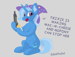 Size: 3906x2982 | Tagged: safe, artist:reddthebat, trixie, unicorn, cheese, commission, mac n cheese, mac-10, mare, solo