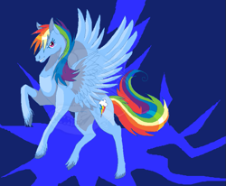 Size: 767x631 | Tagged: safe, artist:frigidbloodalchemist, rainbow dash, pegasus, pony, blue coat, female, mare, multicolored mane