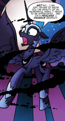 Size: 619x1143 | Tagged: safe, artist:agnesgarbowska, idw, nightmare moon, princess luna, alicorn, pony, spoiler:comic, spoiler:comicdeviations, nightmare luna, solo